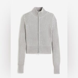 NWOT H&M Women’s Tan/Gray Rib-knit zip-through Jacket